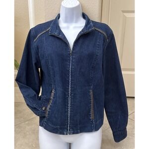 Pendleton Jean Jacket Women Sz M Blue Stretch Denim Western Full Zip Trucker VTG